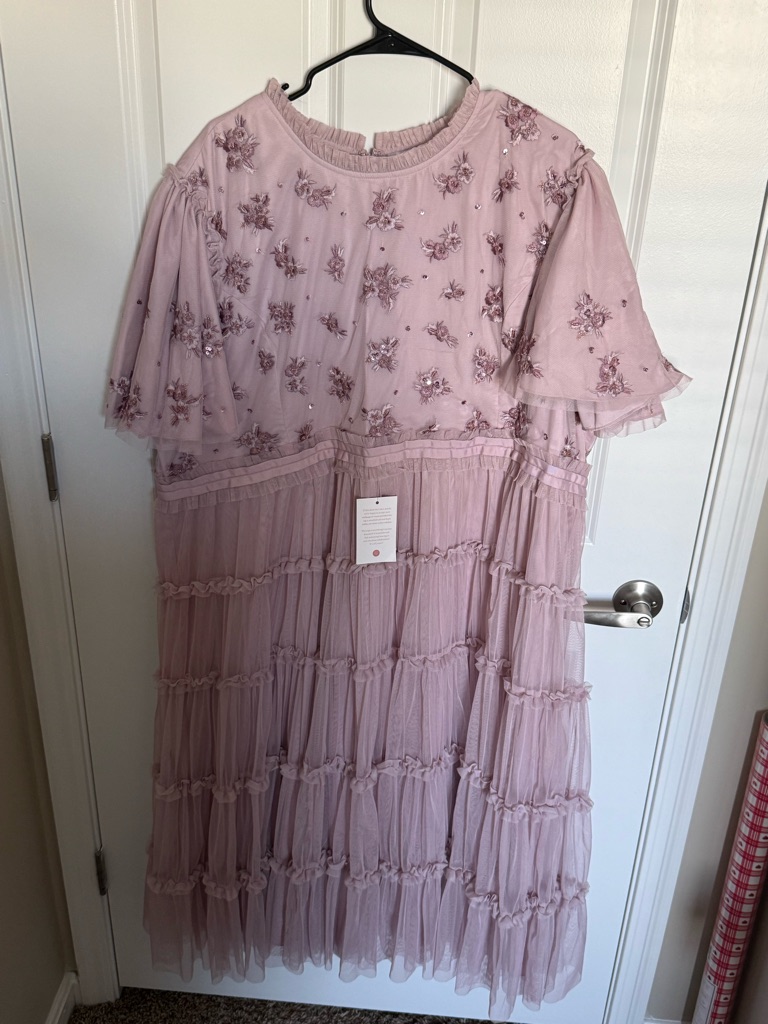 Ivy City Co Lilac Embroidered Tiered Tulle Dress